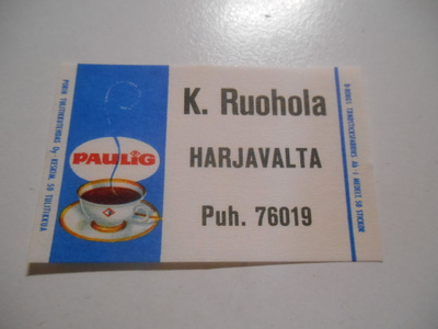 TT Etiketti Paulig K.Ruohola Harjavalta