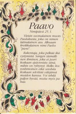 Paavo, nimikortti .  e204