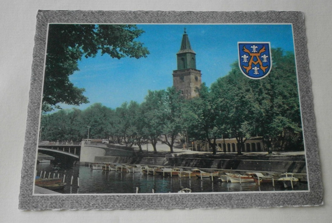 Turku, Tuomiokirkko ja Aurajokea + vaakuna, ei P.