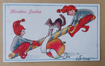 S. Sundius-Dahlström: Tontut keinuvat, omena ja kissa, 1917