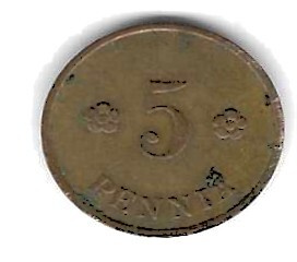 1936 5 PENNIÄ KOLIKKO KÄYTETTY