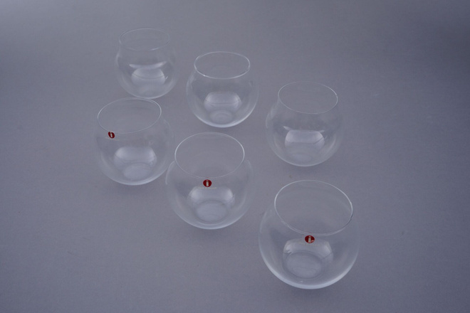 059. 6kpl Iittala 'Aroma' konjakkilasi, Timo Sarpaneva.