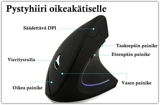 Uusi langaton optinen pystyhiiri oikeakätiselle #30608