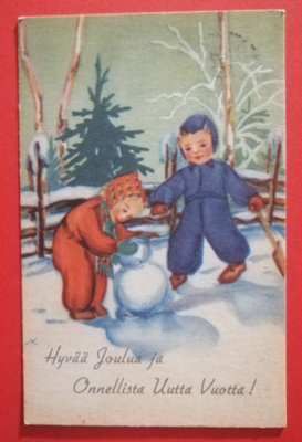 Vanha joulukortti kulk. 1943
