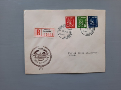 FDC Suomi M-30 Leijonat 1948/ 6,9 ja 15mk