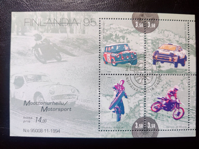 1995 Finlandia 95 Moottoriurheilu** FDC-leima( LaPe BL16 )