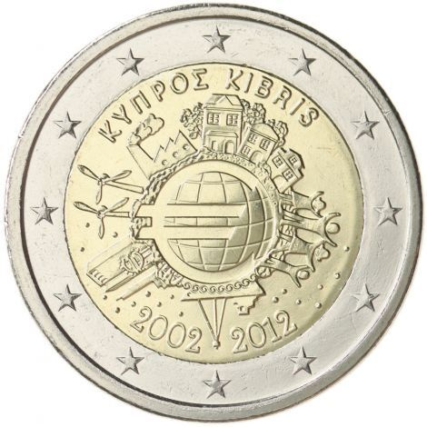Kypros 2012 2 € Euro 10 vuotta UNC