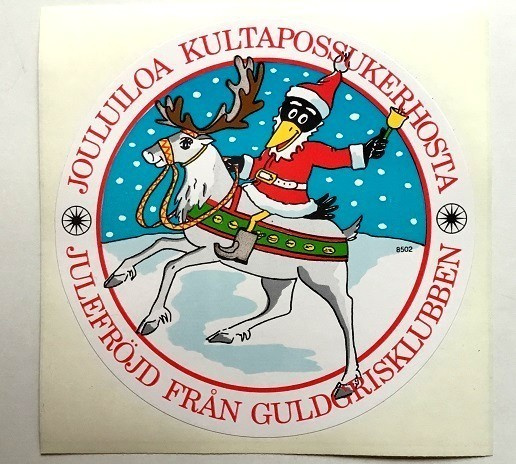 Joulupukki ja poro iso tarra