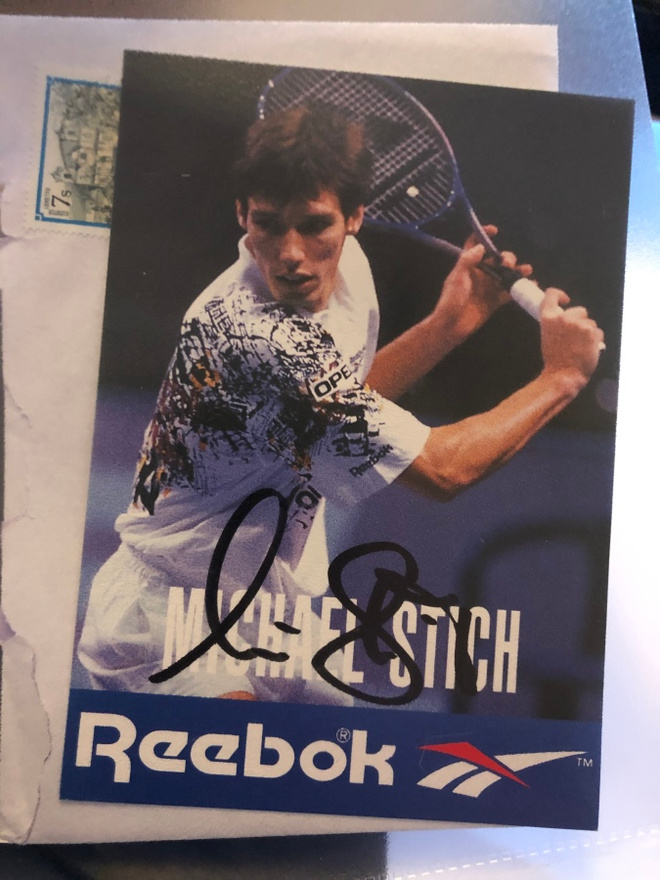Michael Stich nimikirjoitus kortissa