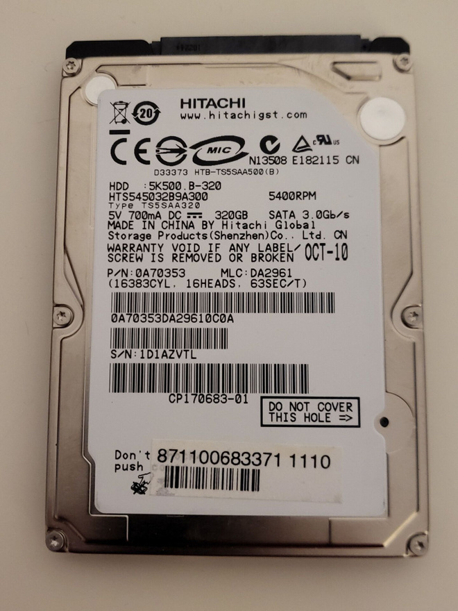 Hitachi 320GB 2,5" 5400rpm sata kovalevy