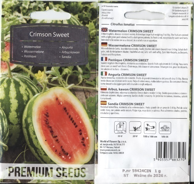 Vesimeloni "Crimson Sweet" - siemenet #