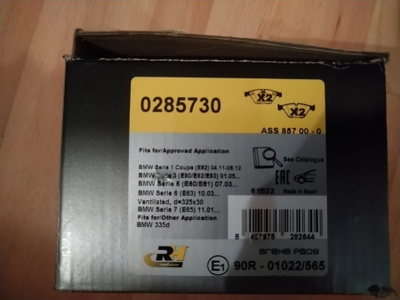 BMW 1-, 3-, 5-, 6-, 7-sarja jarrupalat RH 0285730