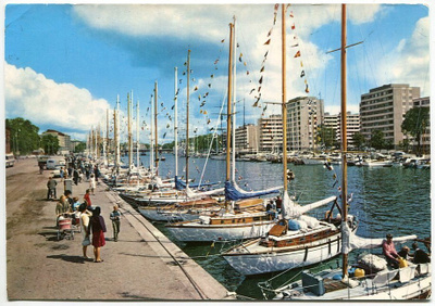 Turku Aurajoki & purjevaneitä, kulkenut 1969