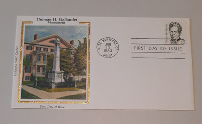 USA FDC Thomas H.Gallaudet- monumentti  Colorano "Silk"