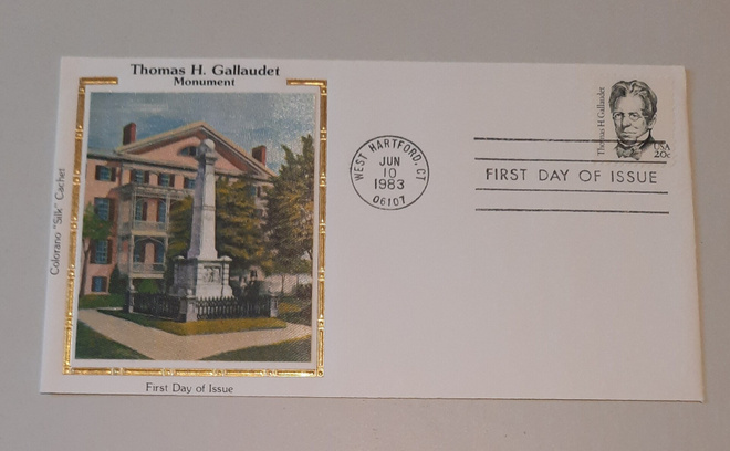 USA FDC Thomas H.Gallaudet- monumentti  Colorano "Silk"
