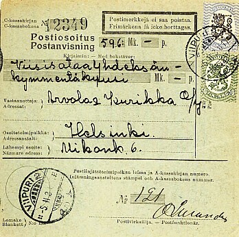 M17 mk 3mk B pt W1 ym postiosoituskortti