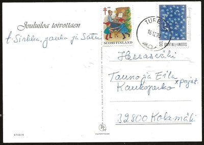 Tub Joulumerkki 1983 Piirileikit kortilla