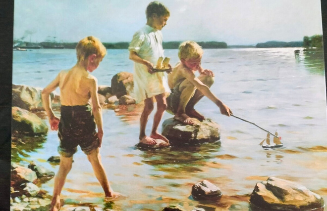 Albert Edelfelt Leikkiviä poikia rannalla