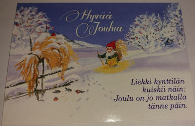 Joulukortti kiiltopinnalla