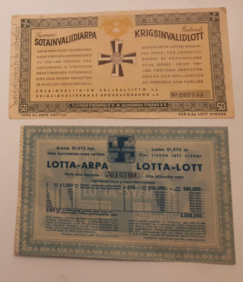 lotta-arpa 1935 ja sotainvalidiarpa 1940