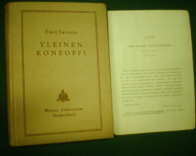 Emil Saraoja : YLEINEN KONEOPPI ( 3 p. 1947 ) Sis.pk:t