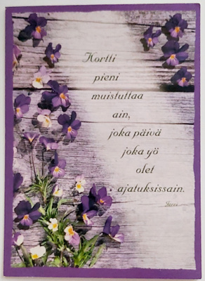 "Orvokkeja.."-KULKEMATON POSTIKORTTI