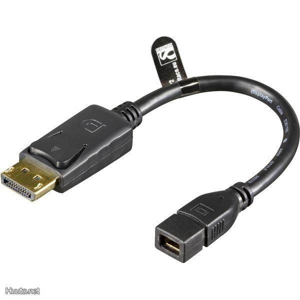 Deltaco DisplayPort uros - Mini DisplayPort naaras, 0.2m, mu