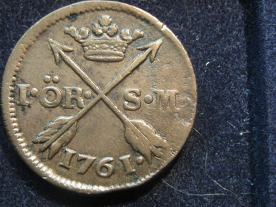 1 öre 1761.Adolf  Frederik . Ruotsi-Sweden