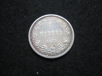 1 markka 1874 - hopeaa