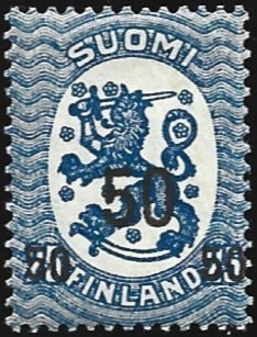 1919 M-17 Saarinen lisäpainama 50/25 p sininen ** LaPe 87 A