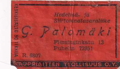 G. Palomäki, Fleminginkatu  13., R 6807  s6/2