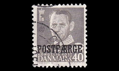 Tanska PF_37 o Frederik IX 40 öre harmaa (1955)