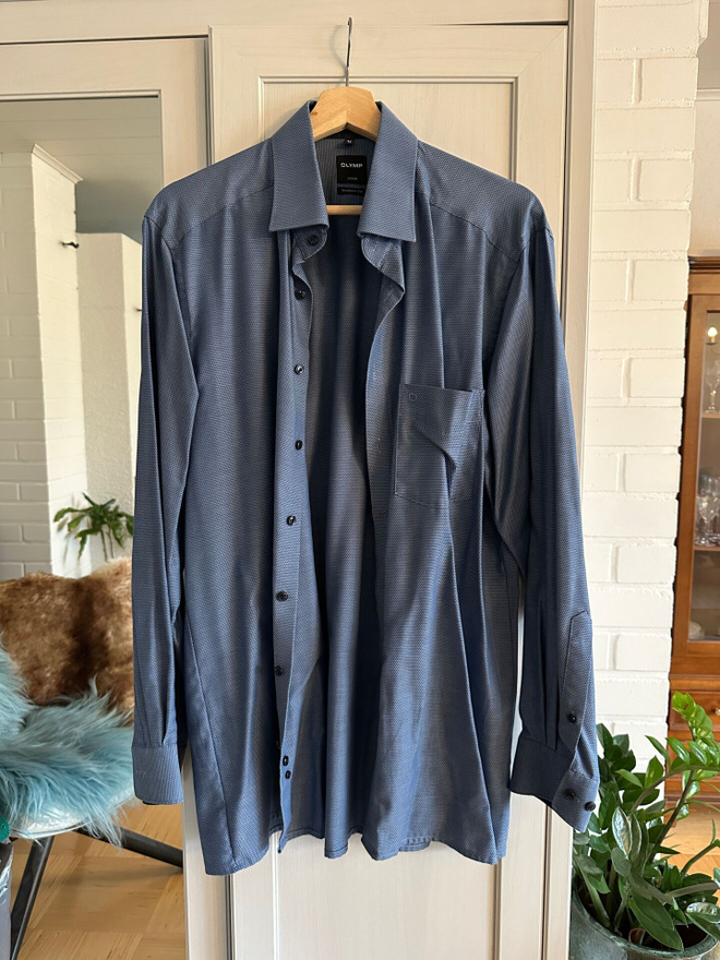 Miesten Olymp Luxor Modern Fit sininen kauluspaita 42