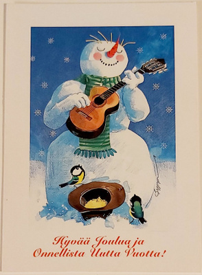 "Omppu" Omenamäki "Lumiukko..kitara"-KULKEMATON JOULUKORTTI