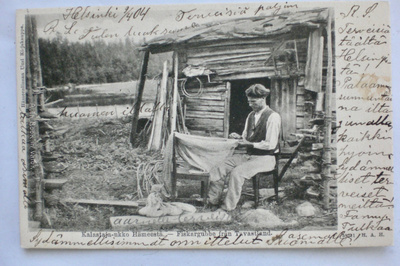 VANHA Postikortti Kalastaja Häme 1904