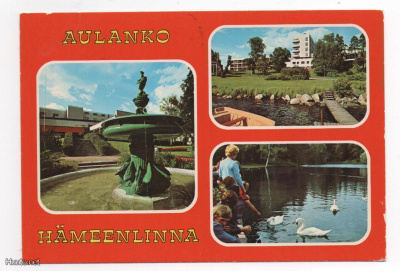 HÄMEENLINNA /Aulanko: suihkukaivo ym (monikuvakortti)