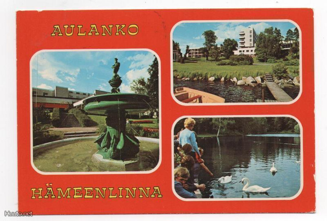 HÄMEENLINNA /Aulanko: suihkukaivo ym (monikuvakortti)