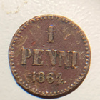1 penni Suomi 1864 Suuriruhtinaskunta - Aleksanteri II - pikkukuva 1
