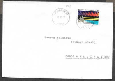 Postilähetys - Väestönsuoj. (LAPE 812) Heinävesi 10.10.1977