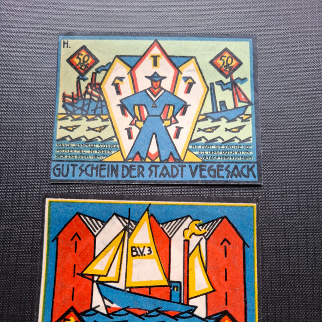 Saksa Vegesack 2 seteliä 1921
