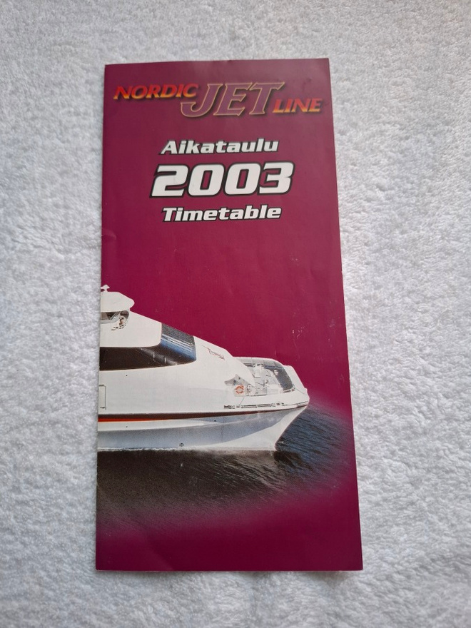 Nordic Jet Line -varustamon vuoden 2003 aikataulu.