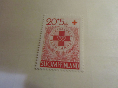 1951 punainenristi 20+5mk, postituore