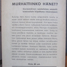 Hugo Nousiainen: Murhattiinko hänet? Kaskikirja 1945. 127 s. - pikkukuva 2