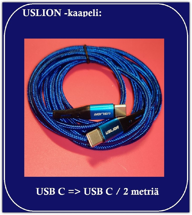 Uslion USB C - USB C -datakaapeli/ latauskaapeli / 2m #29902