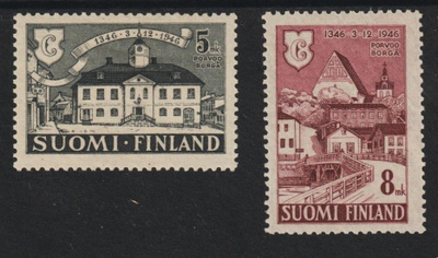1946 Porvoon 600v-juhlamerkit leimaamattomina