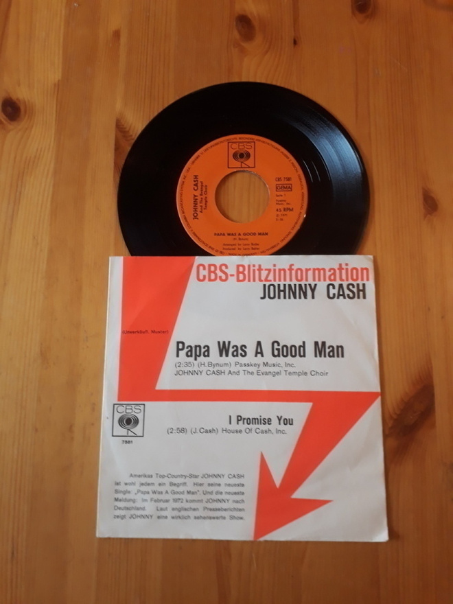 Johnny Cash – Papa Was A Good Man 7" ps orig 1971 Promo
