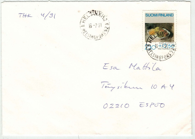 1991 pro filatelia asetelma kirje