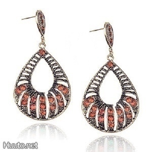 318 .. Vintage Silver Huge Tear Drop .. Korvakorut