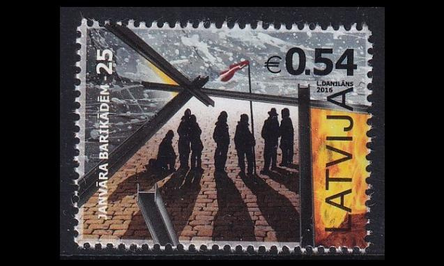 Latvia 971 ** Parlamentin barrikaadeista 25v (2016)