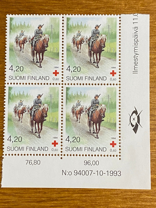 PR 1994 4,20MK NELIÖ NUMERO MARGINAALILLA**